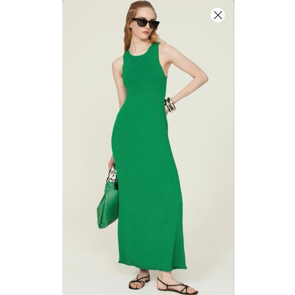 MARINA MOSCONE Green Heavy Knit Crewneck Sleeveless Boho Chic Dress size Medium
